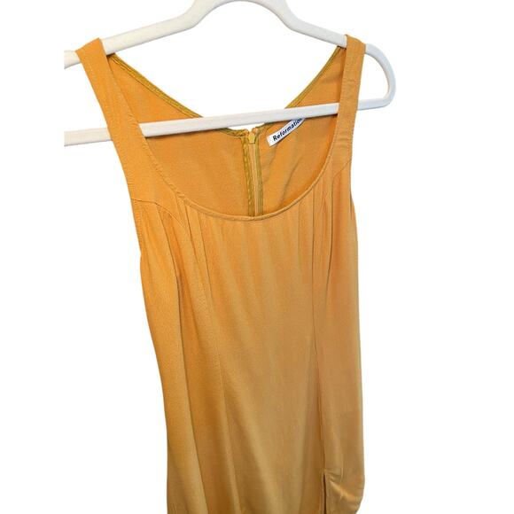 Reformation Women 8 Noha Tiegan Dress Mustard Yellow Mini Dress Side Slit - Picture 6 of 13